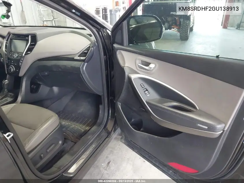 2016 Hyundai Santa Fe Se VIN: KM8SRDHF2GU138913 Lot: 42268304