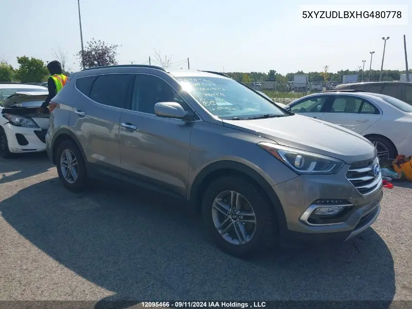 2017 Hyundai Santa Fe VIN: 5XYZUDLBXHG480778 Lot: 12095466