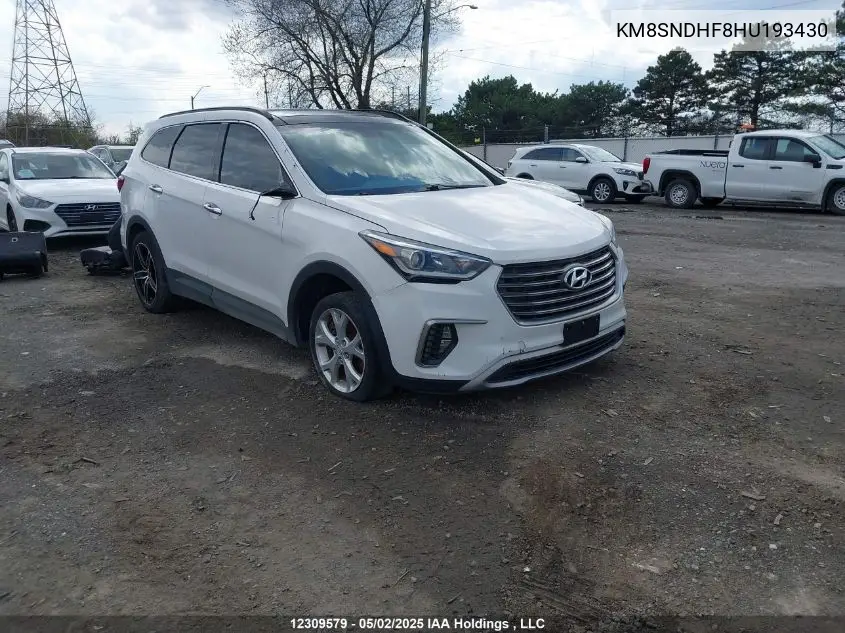 2017 Hyundai Santa Fe Xl Luxury VIN: KM8SNDHF8HU193430 Lot: 12309579
