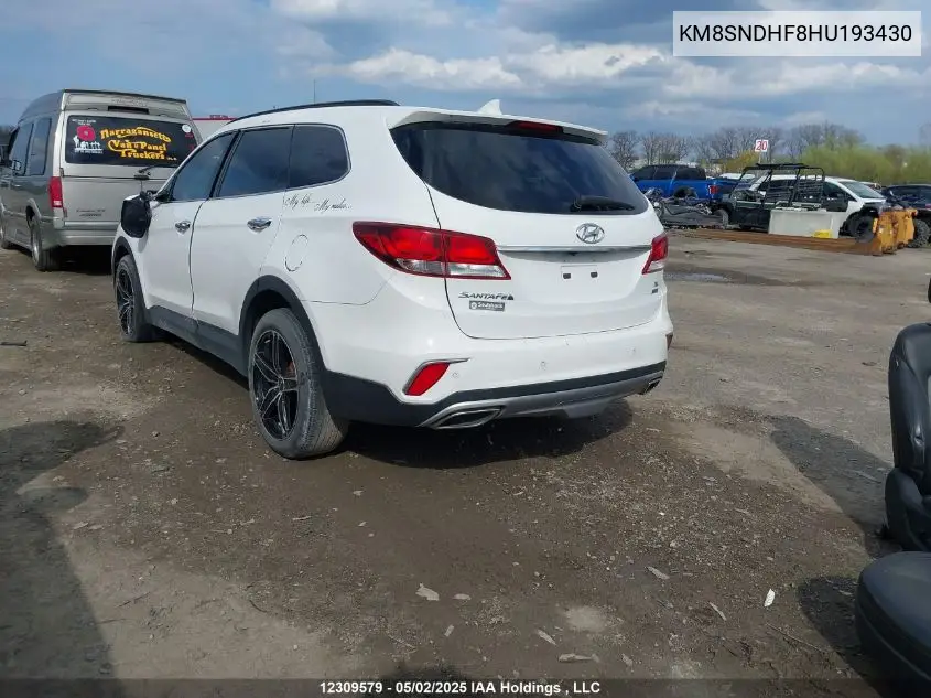 2017 Hyundai Santa Fe Xl Luxury VIN: KM8SNDHF8HU193430 Lot: 12309579