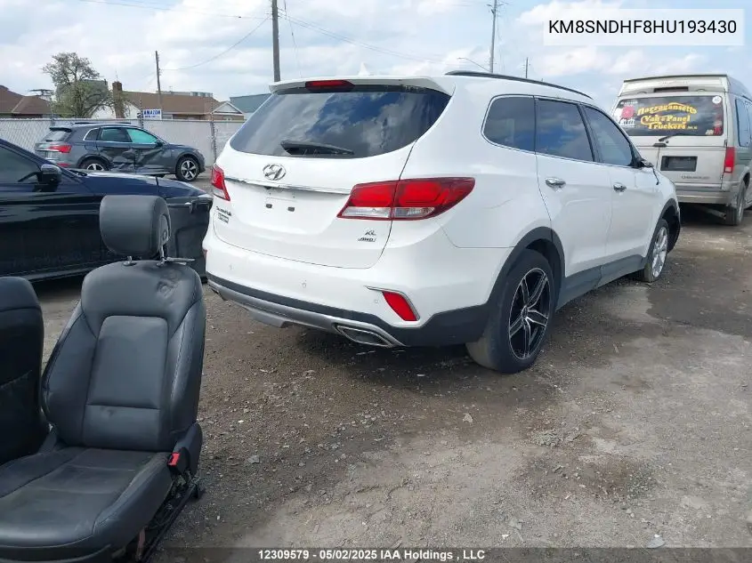2017 Hyundai Santa Fe Xl Luxury VIN: KM8SNDHF8HU193430 Lot: 12309579