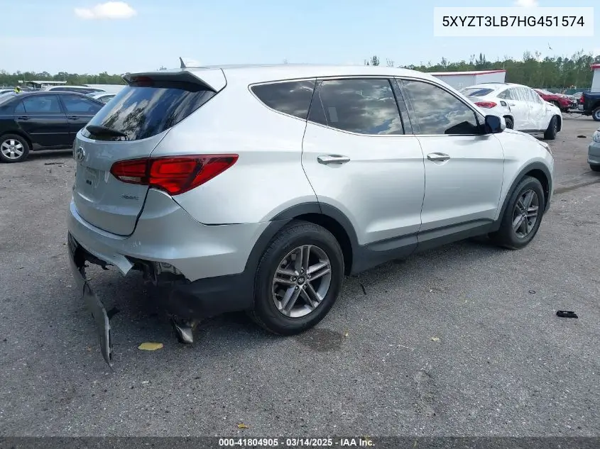 2017 Hyundai Santa Fe Sport 2.4L VIN: 5XYZT3LB7HG451574 Lot: 41804905