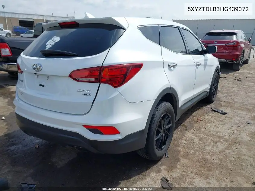 2017 Hyundai Santa Fe Sport 2.4L VIN: 5XYZTDLB3HG439072 Lot: 42061127
