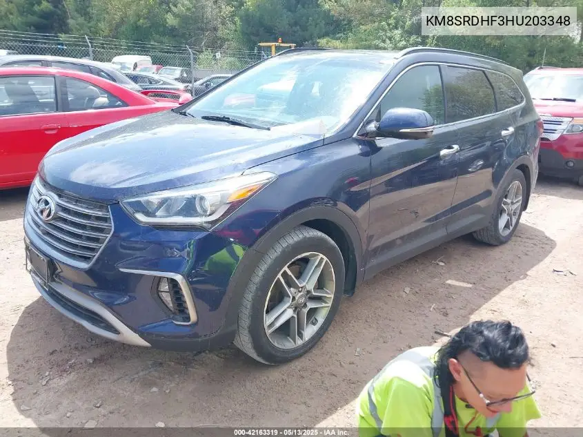 2017 Hyundai Santa Fe Se Ultimate VIN: KM8SRDHF3HU203348 Lot: 42163319