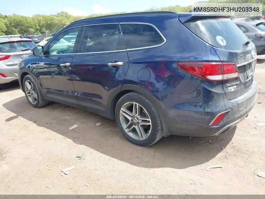 2017 Hyundai Santa Fe Se Ultimate VIN: KM8SRDHF3HU203348 Lot: 42163319