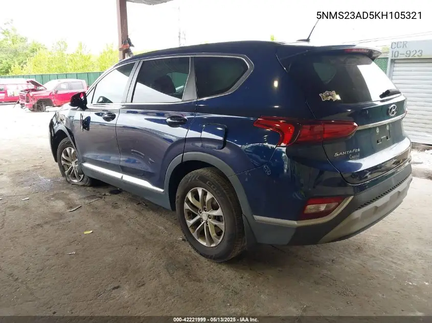 2019 Hyundai Santa Fe Se VIN: 5NMS23AD5KH105321 Lot: 42221999