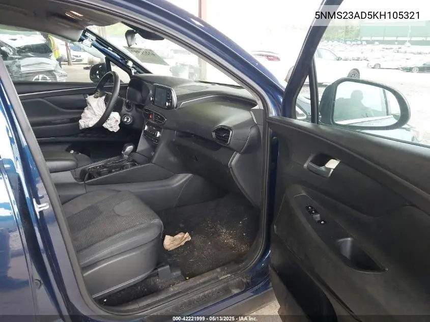 2019 Hyundai Santa Fe Se VIN: 5NMS23AD5KH105321 Lot: 42221999