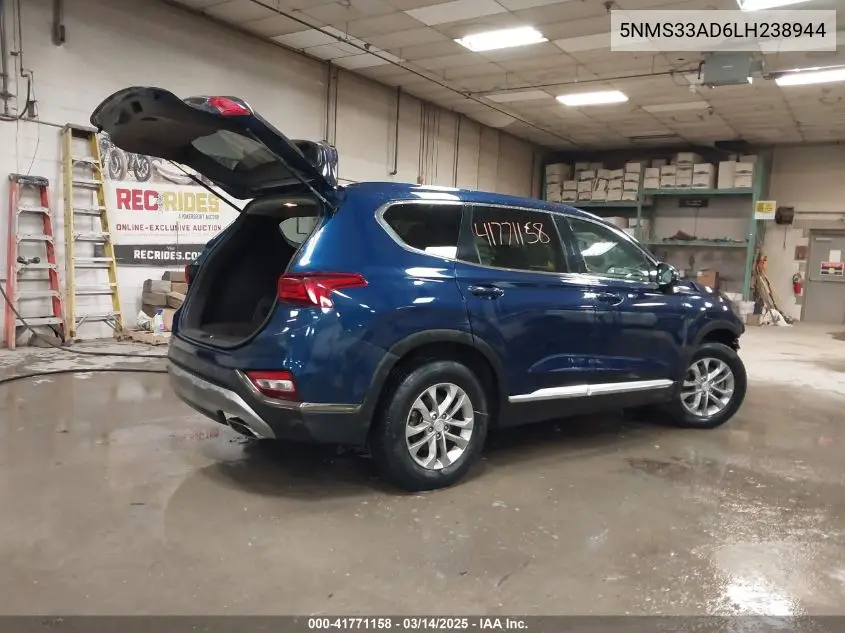 2020 Hyundai Santa Fe Sel VIN: 5NMS33AD6LH238944 Lot: 41771158