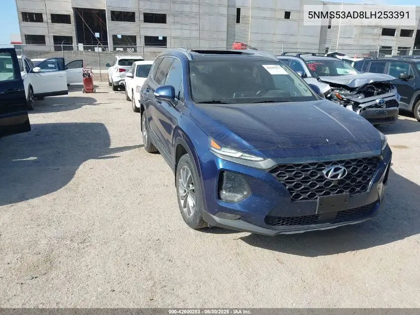 2020 Hyundai Santa Fe Limited VIN: 5NMS53AD8LH253391 Lot: 42600253