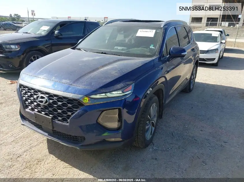 2020 Hyundai Santa Fe Limited VIN: 5NMS53AD8LH253391 Lot: 42600253