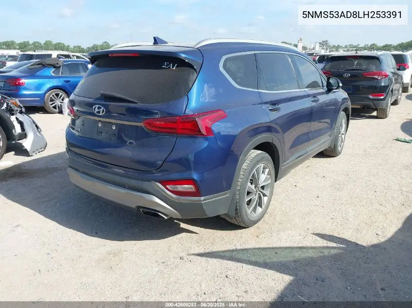 2020 Hyundai Santa Fe Limited VIN: 5NMS53AD8LH253391 Lot: 42600253