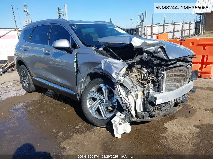 2021 Hyundai Santa Fe Sel VIN: 5NMS24AJ1MH356058 Lot: 41800474