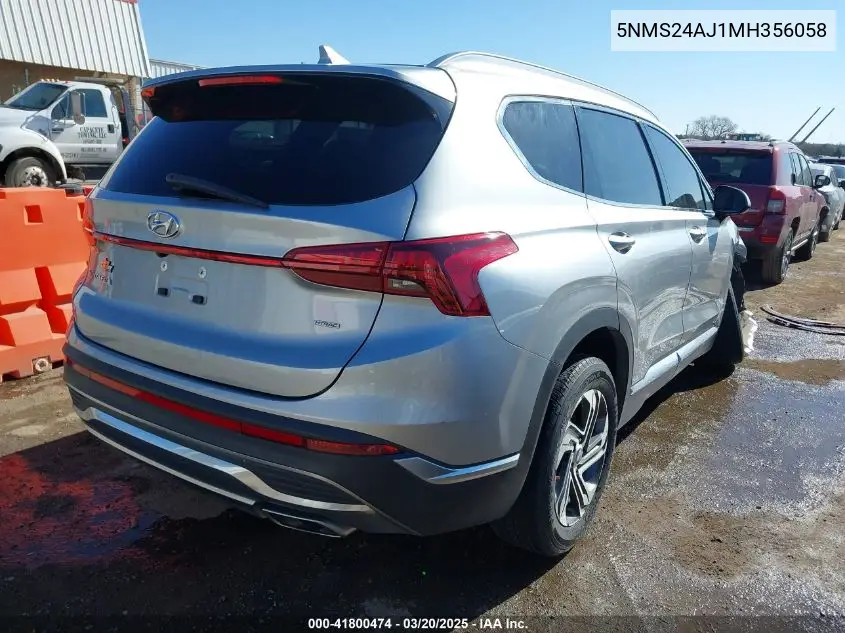 2021 Hyundai Santa Fe Sel VIN: 5NMS24AJ1MH356058 Lot: 41800474