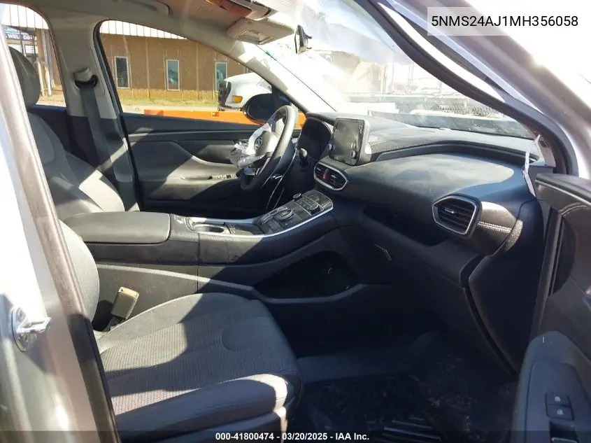 2021 Hyundai Santa Fe Sel VIN: 5NMS24AJ1MH356058 Lot: 41800474