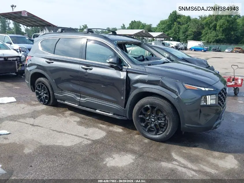 2022 Hyundai Santa Fe Sel/Xrt VIN: 5NMS6DAJ2NH384943 Lot: 42617563