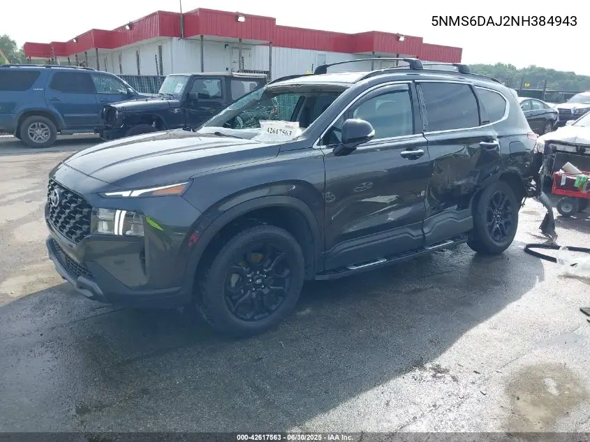 2022 Hyundai Santa Fe Sel/Xrt VIN: 5NMS6DAJ2NH384943 Lot: 42617563