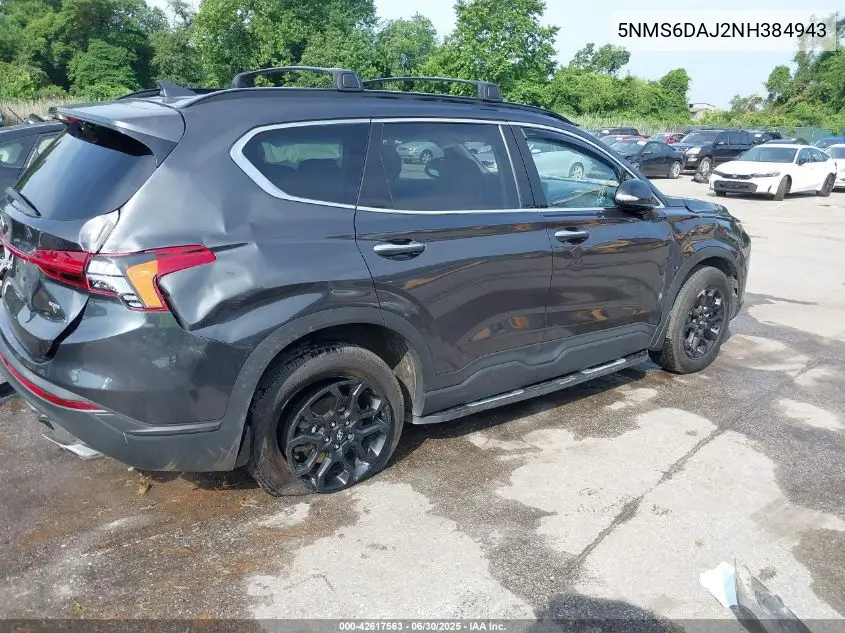2022 Hyundai Santa Fe Sel/Xrt VIN: 5NMS6DAJ2NH384943 Lot: 42617563