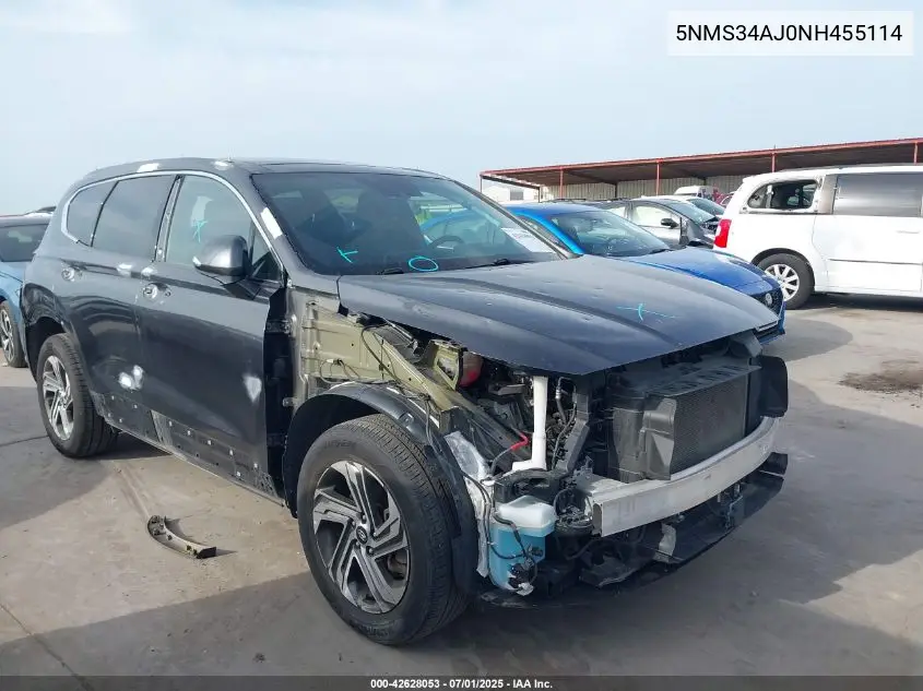 2022 Hyundai Santa Fe Sel VIN: 5NMS34AJ0NH455114 Lot: 42628053