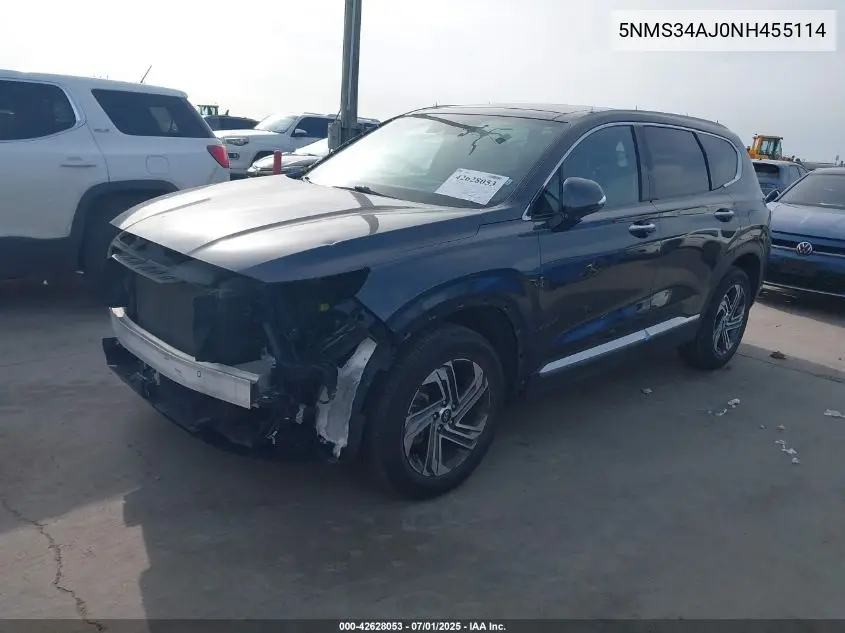 2022 Hyundai Santa Fe Sel VIN: 5NMS34AJ0NH455114 Lot: 42628053