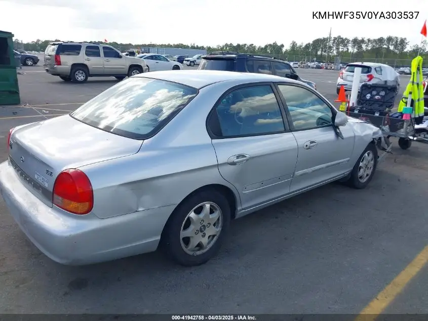2000 Hyundai Sonata Gls V6 VIN: KMHWF35V0YA303537 Lot: 41942758