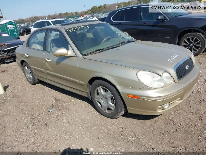 2002 Hyundai Sonata VIN: KMHWF25S32A669872 Lot: 42112209