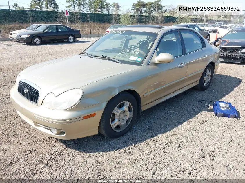 2002 Hyundai Sonata VIN: KMHWF25S32A669872 Lot: 42112209