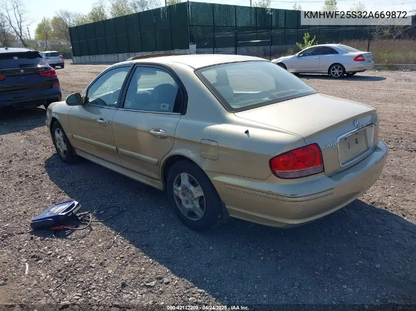 2002 Hyundai Sonata VIN: KMHWF25S32A669872 Lot: 42112209