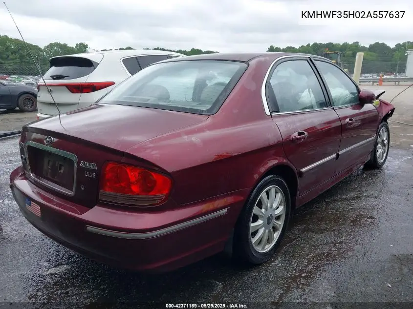 2002 Hyundai Sonata Gls/Lx VIN: KMHWF35H02A557637 Lot: 42371189