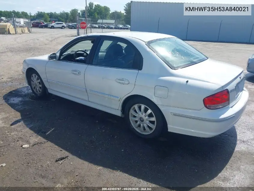 2003 Hyundai Sonata Gls/Lx VIN: KMHWF35H53A840021 Lot: 42303787