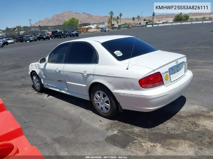 2003 Hyundai Sonata VIN: KMHWF25S53A826111 Lot: 42535200