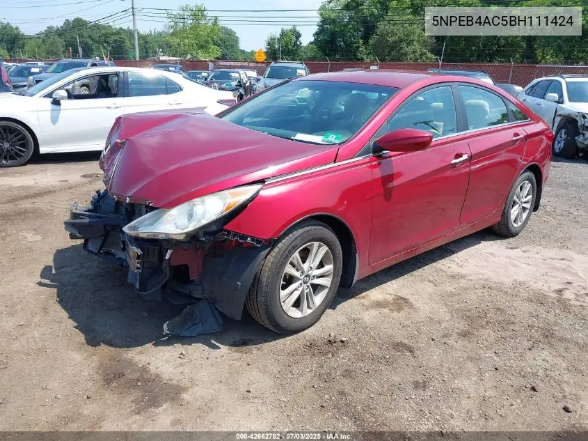 2011 Hyundai Sonata Gls VIN: 5NPEB4AC5BH111424 Lot: 42662782