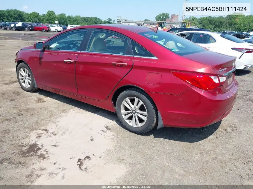 2011 Hyundai Sonata Gls VIN: 5NPEB4AC5BH111424 Lot: 42662782