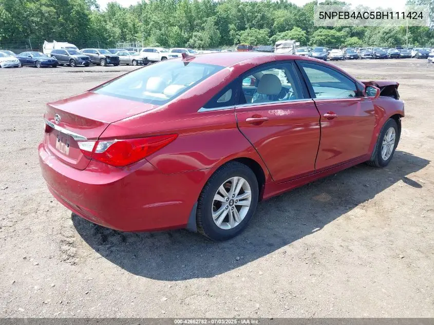 2011 Hyundai Sonata Gls VIN: 5NPEB4AC5BH111424 Lot: 42662782
