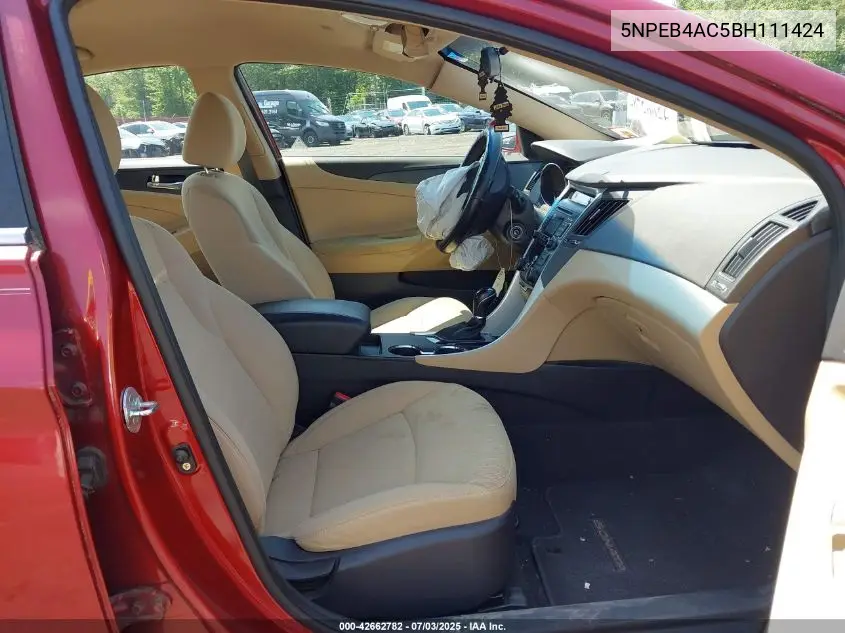 2011 Hyundai Sonata Gls VIN: 5NPEB4AC5BH111424 Lot: 42662782