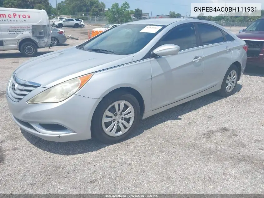 2011 Hyundai Sonata Gls VIN: 5NPEB4AC0BH111931 Lot: 42825023
