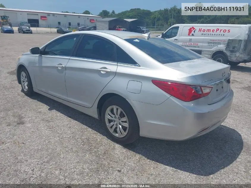 2011 Hyundai Sonata Gls VIN: 5NPEB4AC0BH111931 Lot: 42825023