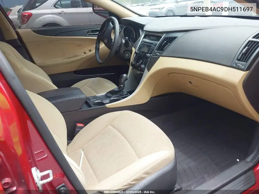 2013 Hyundai Sonata Gls VIN: 5NPEB4AC9DH511697 Lot: 42664821