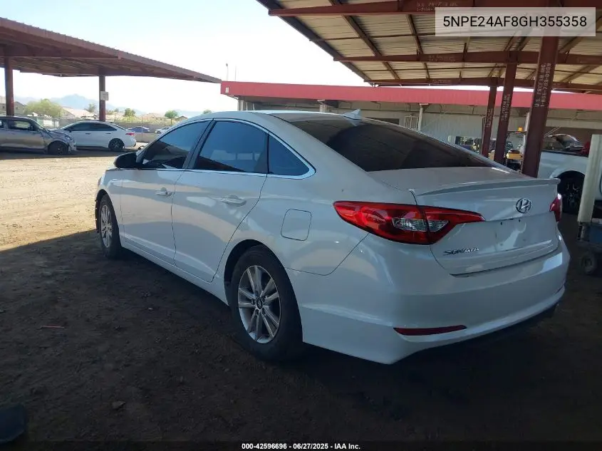 2016 Hyundai Sonata Se VIN: 5NPE24AF8GH355358 Lot: 42596696