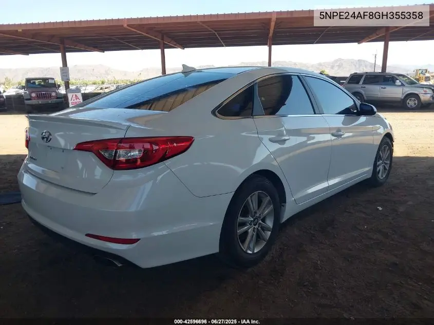 2016 Hyundai Sonata Se VIN: 5NPE24AF8GH355358 Lot: 42596696