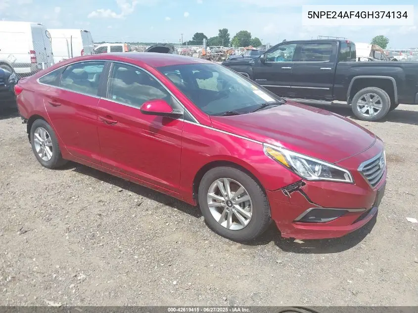 2016 Hyundai Sonata Se VIN: 5NPE24AF4GH374134 Lot: 42619415