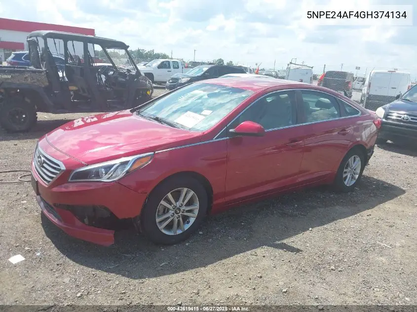 2016 Hyundai Sonata Se VIN: 5NPE24AF4GH374134 Lot: 42619415