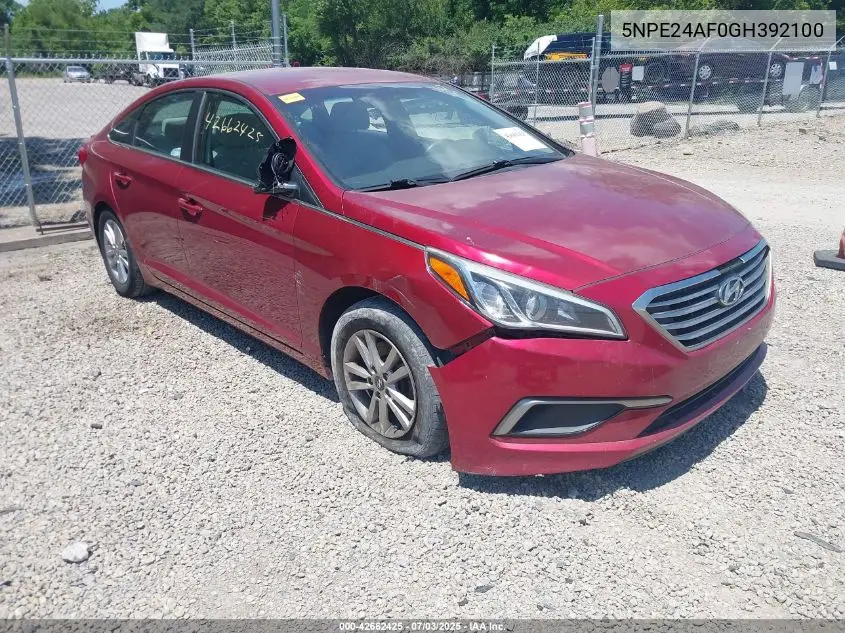 2016 Hyundai Sonata VIN: 5NPE24AF0GH392100 Lot: 42662425