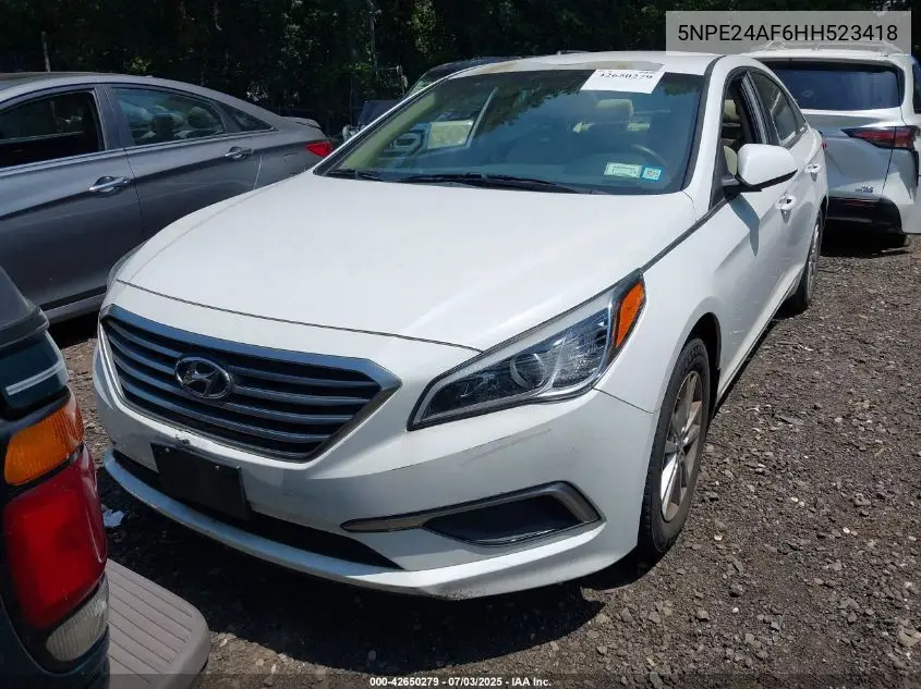 2017 Hyundai Sonata Se VIN: 5NPE24AF6HH523418 Lot: 42650279