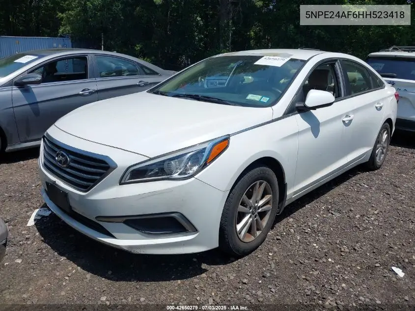 2017 Hyundai Sonata Se VIN: 5NPE24AF6HH523418 Lot: 42650279