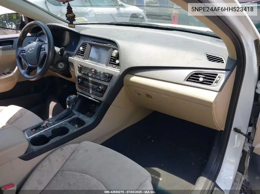2017 Hyundai Sonata Se VIN: 5NPE24AF6HH523418 Lot: 42650279