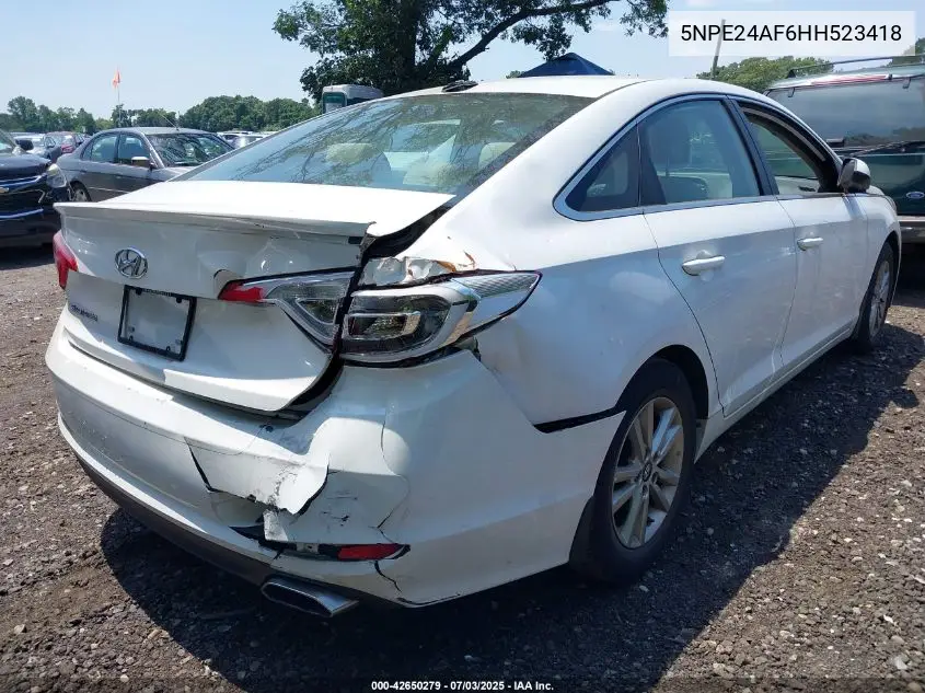 2017 Hyundai Sonata Se VIN: 5NPE24AF6HH523418 Lot: 42650279