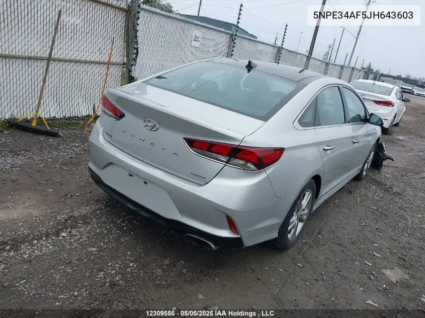 2018 Hyundai Sonata Sport/Limited/Sel VIN: 5NPE34AF5JH643603 Lot: 12309555