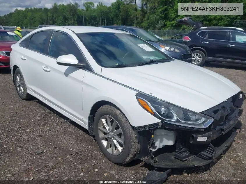 2019 Hyundai Sonata Se VIN: 5NPE24AF3KH803241 Lot: 42263299