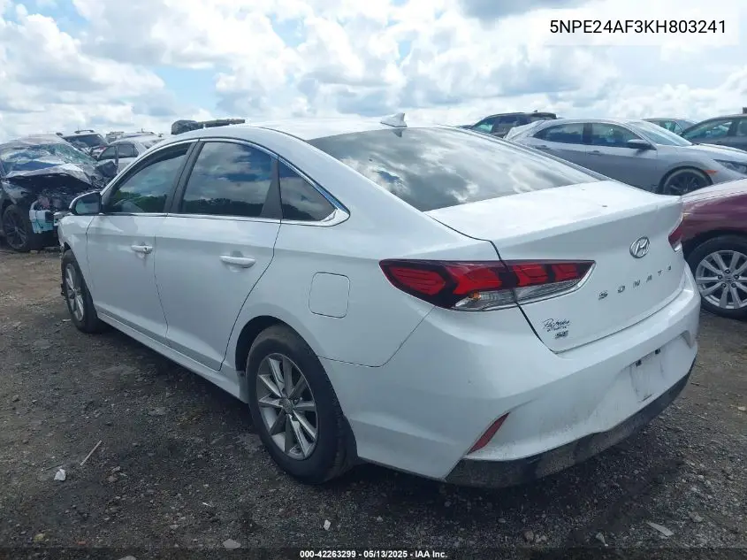 2019 Hyundai Sonata Se VIN: 5NPE24AF3KH803241 Lot: 42263299