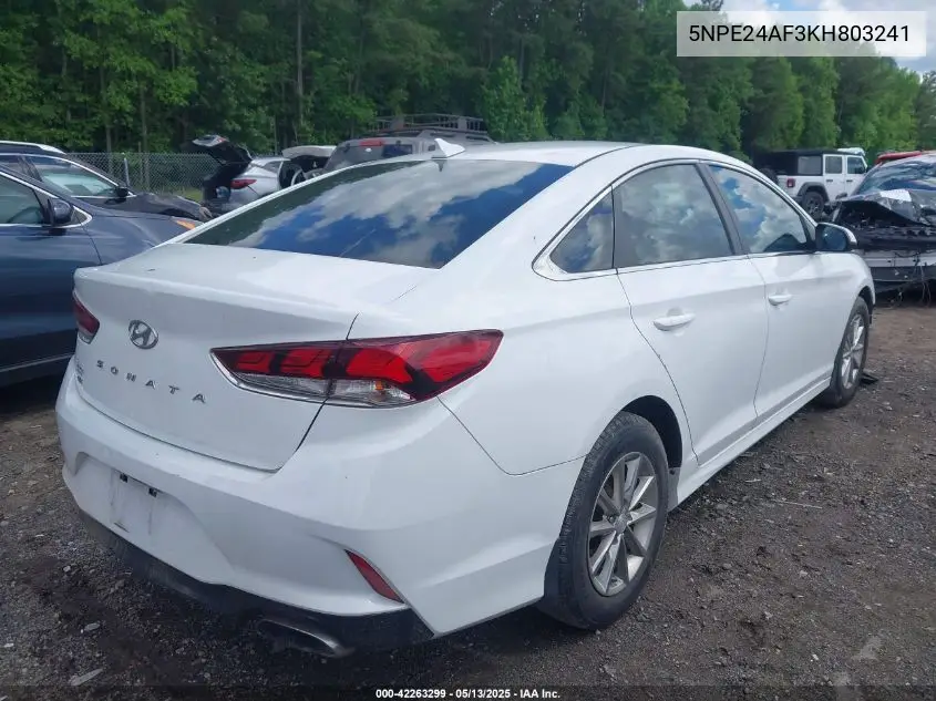 2019 Hyundai Sonata Se VIN: 5NPE24AF3KH803241 Lot: 42263299